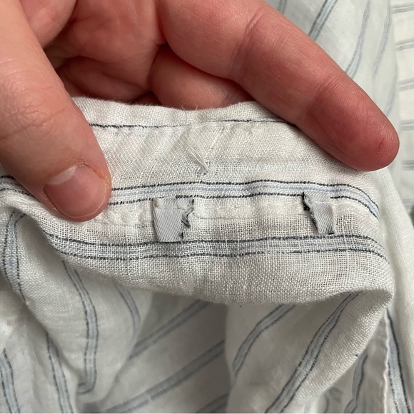 Made in Italy 100% Linen White and Blue Stripe Oversized Button Down Top Size M - Picture 6 of 10